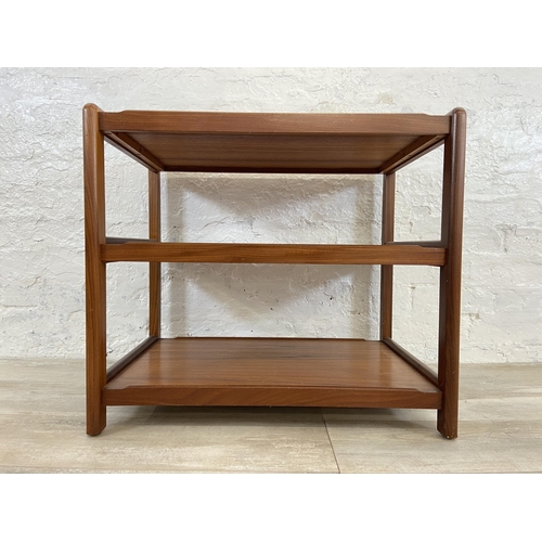 46 - A mid 20th century teak three tier serving trolley/side table - approx. 61cm high x 68cm wide x 44cm... 