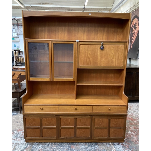 57 - A Nathan Squares teak wall unit - approx. 194cm high x 152cm wide x 45cm deep