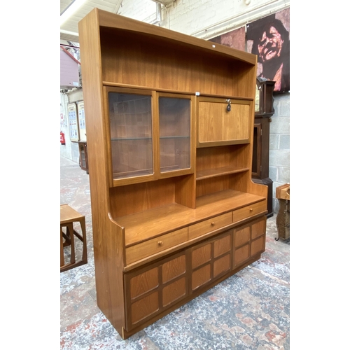 57 - A Nathan Squares teak wall unit - approx. 194cm high x 152cm wide x 45cm deep