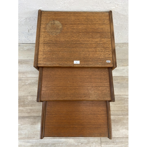 61 - A mid 20th century G Plan Quadrille teak nest of tables - approx. 49cm high x 54cm wide x 43cm deep