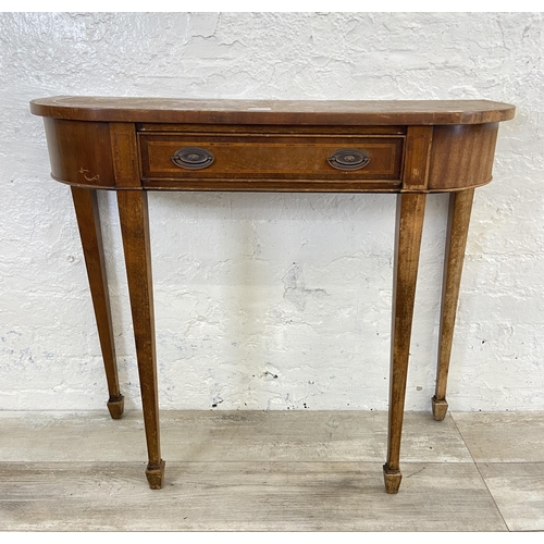 69 - Two occasional tables, one early/mid 20th century oak sewing table and one Regency style inlaid maho... 