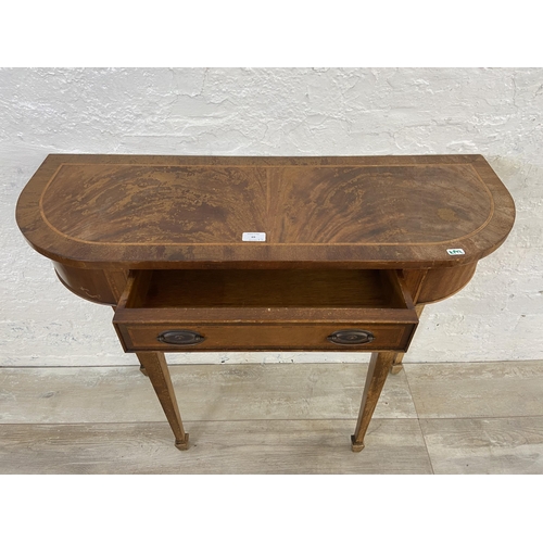 69 - Two occasional tables, one early/mid 20th century oak sewing table and one Regency style inlaid maho... 