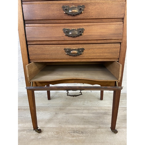 77 - An Edwardian mahogany five drawer music cabinet - approx. 83cm high x 52cm wide x 37cm deep