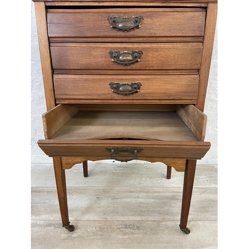 77 - An Edwardian mahogany five drawer music cabinet - approx. 83cm high x 52cm wide x 37cm deep