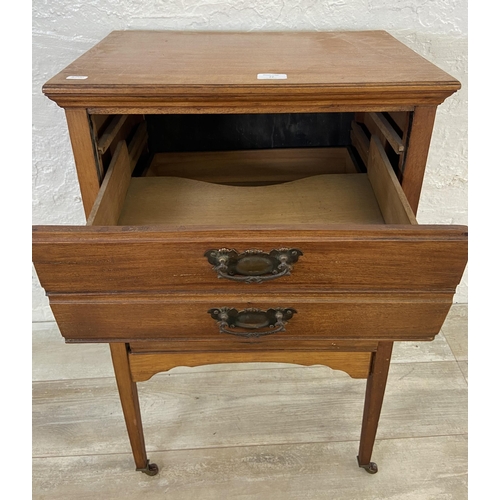 77 - An Edwardian mahogany five drawer music cabinet - approx. 83cm high x 52cm wide x 37cm deep