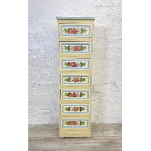 89 - A modern Oriental style hand painted floral chest of drawers - approx. 96cm high x 27cm wide x 21cm ... 