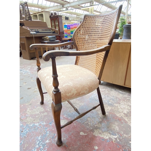 92 - Six pieces of furniture to include oak side table, walnut circular side table, Victorian carved maho... 