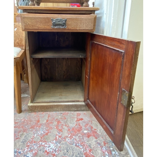 92 - Six pieces of furniture to include oak side table, walnut circular side table, Victorian carved maho... 