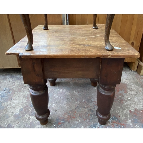 92 - Six pieces of furniture to include oak side table, walnut circular side table, Victorian carved maho... 