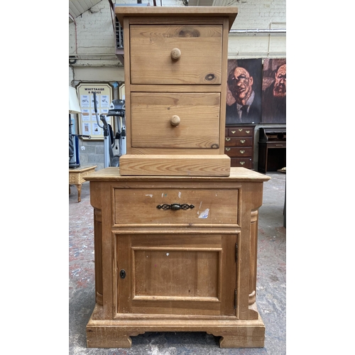 95 - Two pieces of pine furniture, one Victorian style bedside cabinet and one bedside chest of drawers