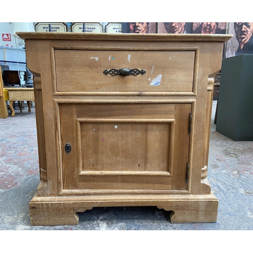 95 - Two pieces of pine furniture, one Victorian style bedside cabinet and one bedside chest of drawers