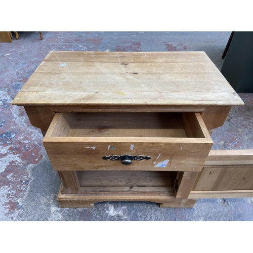 95 - Two pieces of pine furniture, one Victorian style bedside cabinet and one bedside chest of drawers