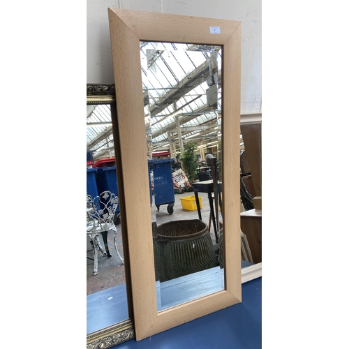 97 - Three framed wall mirrors, one gilt, one beech effect and one painted