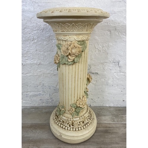 98 - A 19th century style fibreglass Corinthian column jardinière stand - approx. 77cm high x 37cm diamet... 