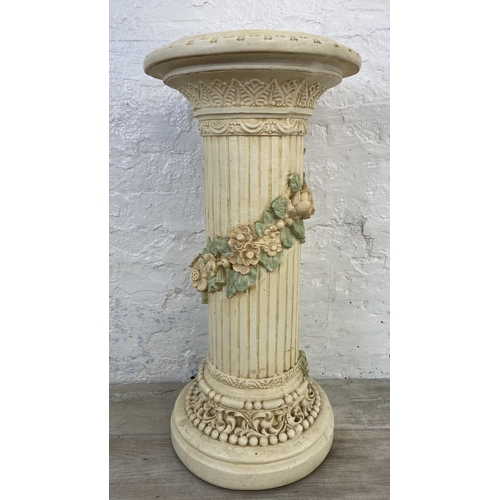 98 - A 19th century style fibreglass Corinthian column jardinière stand - approx. 77cm high x 37cm diamet... 