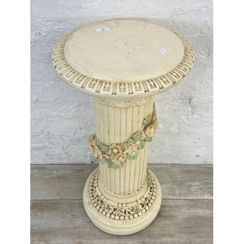 98 - A 19th century style fibreglass Corinthian column jardinière stand - approx. 77cm high x 37cm diamet... 