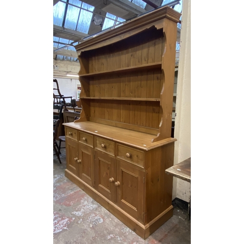 111 - A Victorian style solid pine Welsh dresser - approx. 200cm high x 166cm wide x 47cm deep