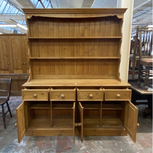 111 - A Victorian style solid pine Welsh dresser - approx. 200cm high x 166cm wide x 47cm deep