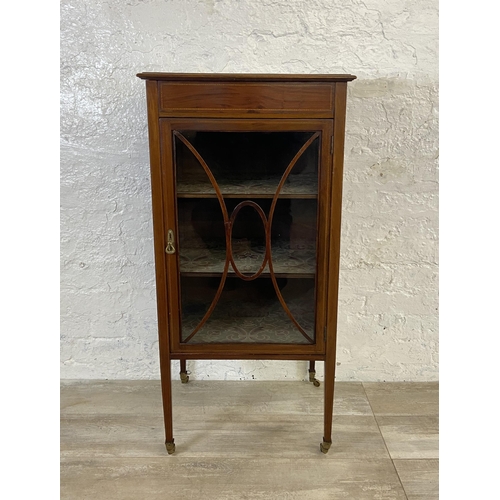 115 - An Edwardian inlaid mahogany display cabinet - approx. 99cm high x 49cm wide x 41cm deep