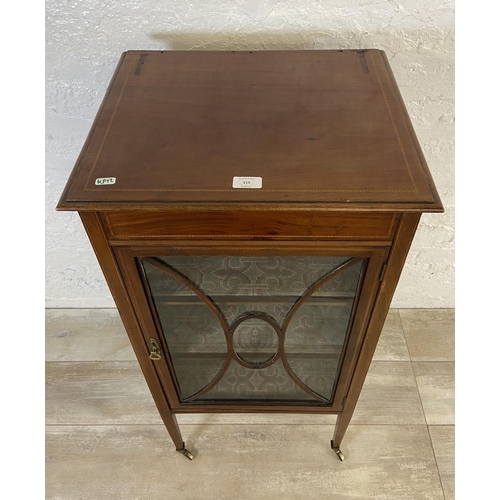 115 - An Edwardian inlaid mahogany display cabinet - approx. 99cm high x 49cm wide x 41cm deep