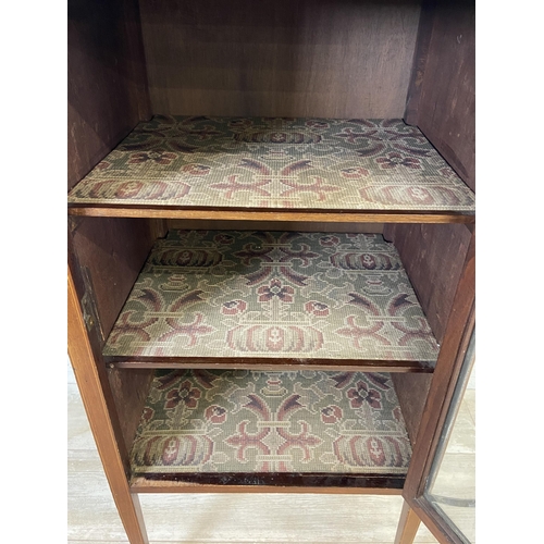 115 - An Edwardian inlaid mahogany display cabinet - approx. 99cm high x 49cm wide x 41cm deep