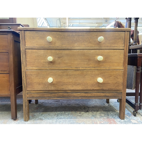 119 - An early 20th century oak chest of drawers - approx. 85cm high x 92cm wide x 44cm deep