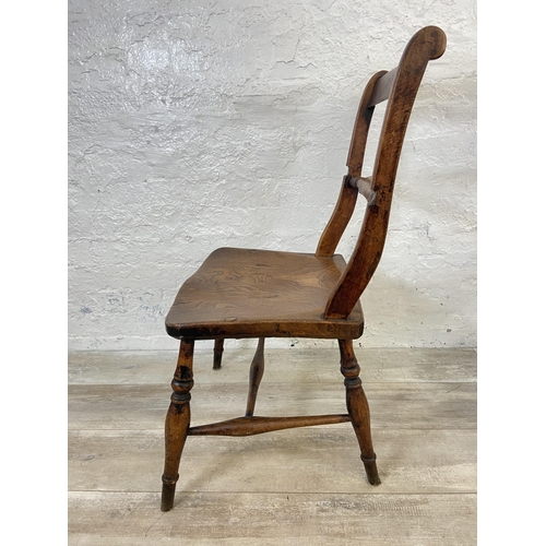 125 - A pair of Victorian elm and beech farmhouse dining chairs