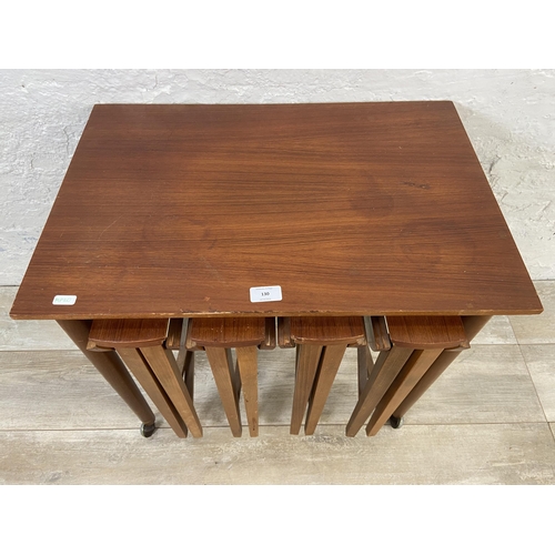 130 - A mid 20th century Poul Hundevad teak nest of tables - approx. 56cm high x 62cm wide x 42cm deep