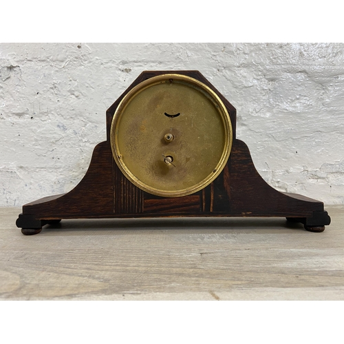 140 - Four early/mid 20th century mantel clocks to include Garrard oak cased, Bravingtons Renown oak cased... 