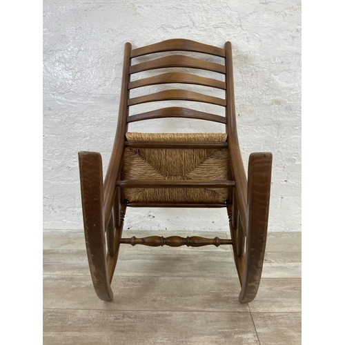 148 - Three chairs, two mid 20th century elm and beech folding with red vinyl seats and one 19th century s... 