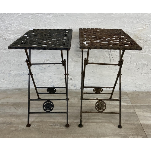 154 - A pair of Victorian style cast metal folding garden tables - approx. 50cm high x 28cm wide x 48cm lo... 