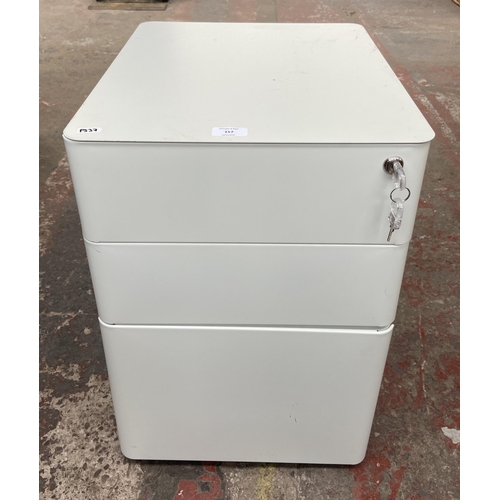 157 - A Vinsetto MINI white metal round edge three drawer mobile cabinet - approx. 58cm high x 39cm wide x... 