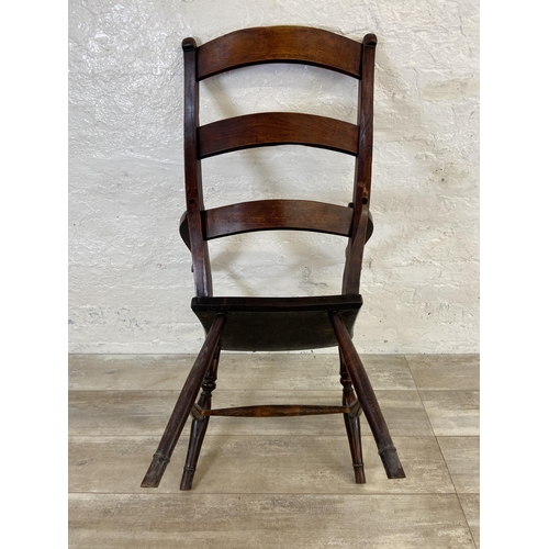 164 - A Victorian elm and beech ladder back farmhouse armchair - approx. 108cm high x 58cm wide x 47cm dee... 