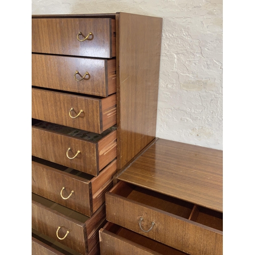 168 - Two mid 20th century G Plan Librenza tola and ebonised chest of drawers - largest approx. 129cm high... 