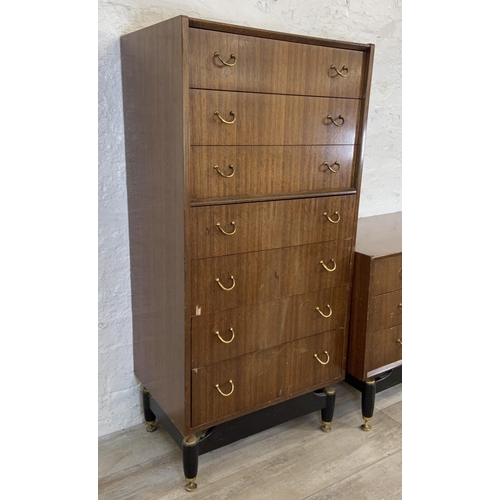 168 - Two mid 20th century G Plan Librenza tola and ebonised chest of drawers - largest approx. 129cm high... 