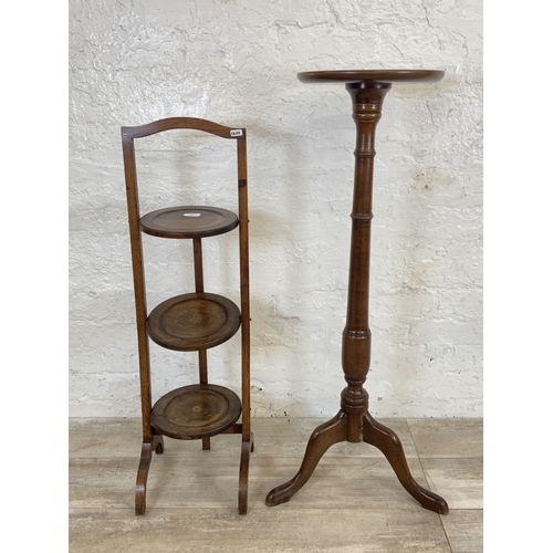 169 - Two pieces of occasional furniture, one 19th century style mahogany tripod pedestal jardinière stand... 