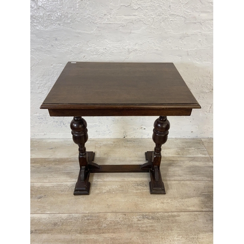 177 - Two pieces of occasional furniture, one 1930s oak side table on baluster supports and one Edwardian ... 