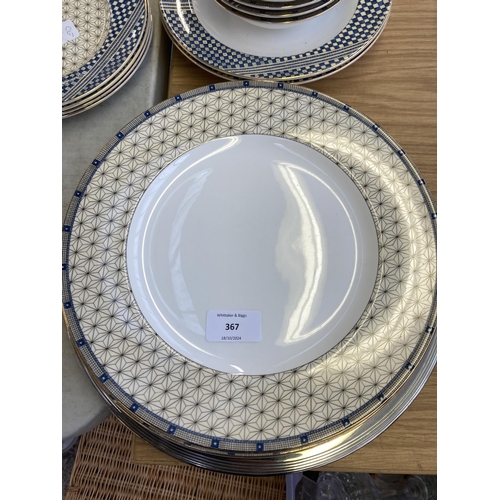 367 - Twenty six pieces of Wedgwood Samurai bone china together with a silver plated circular tray