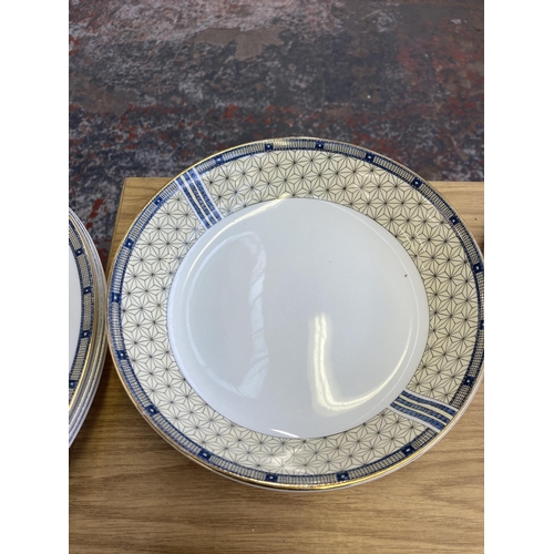 367 - Twenty six pieces of Wedgwood Samurai bone china together with a silver plated circular tray