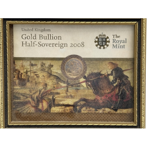 2397 - A framed Royal Mint 2008 gold bullion half-sovereign