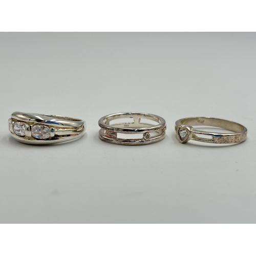 2215 - Five .925 silver CZ set dress rings - approx. gross weight 17.5g