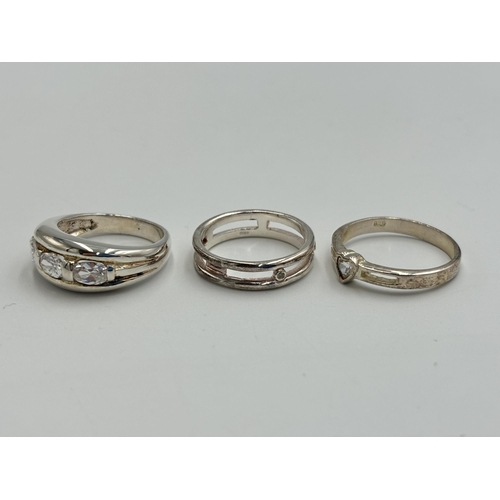 2215 - Five .925 silver CZ set dress rings - approx. gross weight 17.5g