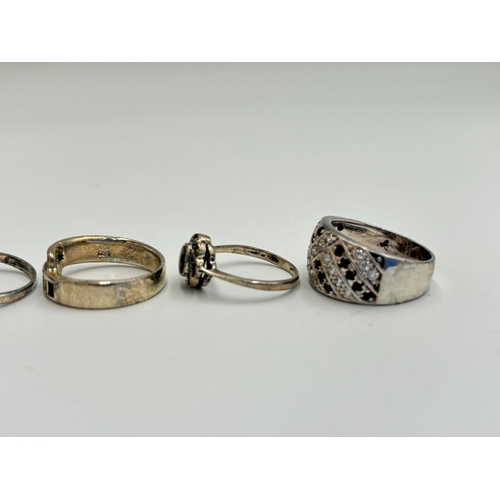 2219 - Five .925 silver dress rings to include marcasite and onyx etc. - approx. gross weight 24g