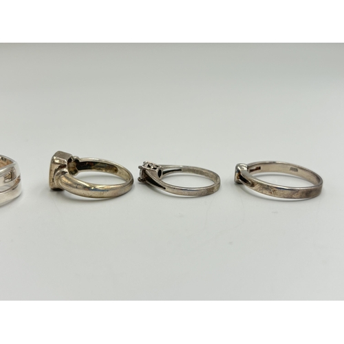 2220 - Five .925 silver CZ set dress rings - approx. gross weight 20g