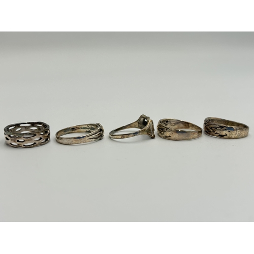 2227 - Five .925 silver dress rings - approx. gross weight 13.2g