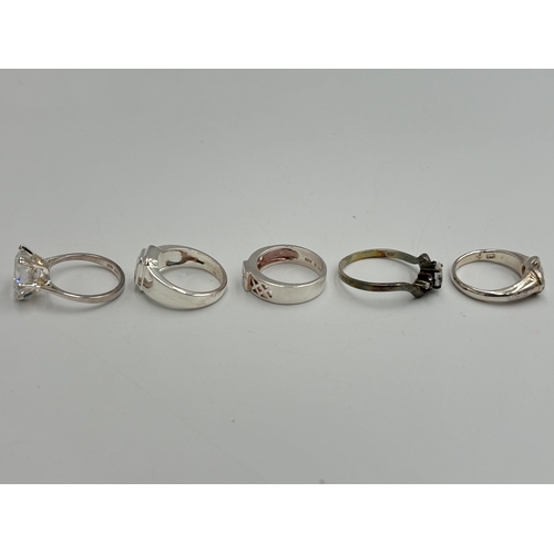 2239 - Five .925 silver CZ set dress rings - approx. gross weight 24g