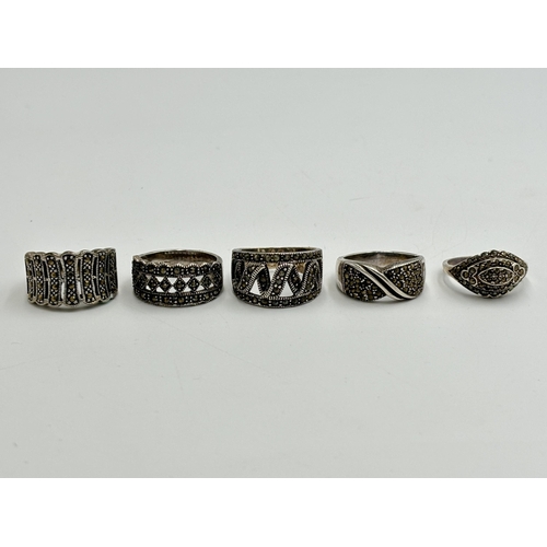 2244 - Five .925 silver dress rings - approx. gross weight 32g