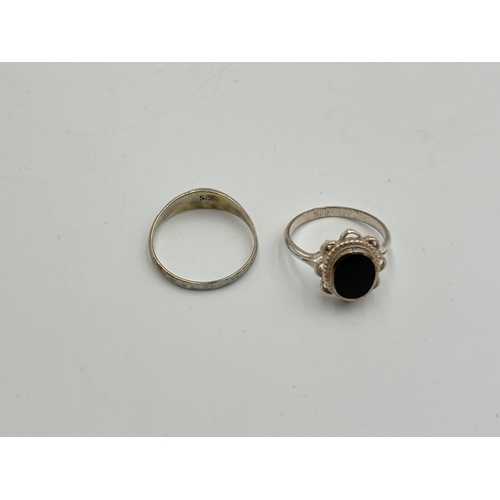 2248 - Four .925 silver dress rings to include three black onyx etc. - approx. gross weight 6.5g