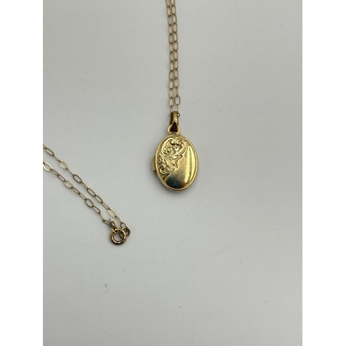 2259G - A 9ct gold locket pendant necklace - approx. gross weight 1.2g