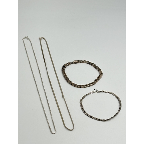 2259J - Four pieces of .925 silver jewellery, two bracelets and two necklaces - approx. gross weight 20.9g